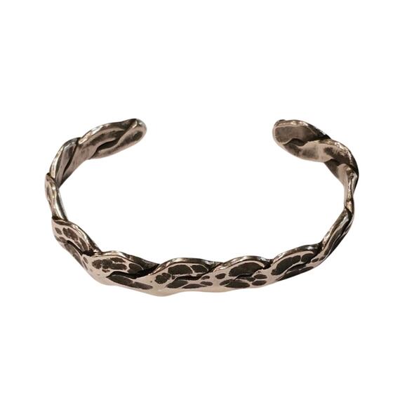 Vintage Sterling Silver Mixed-Finish Cuff Bracelet - Picture 3 of 4